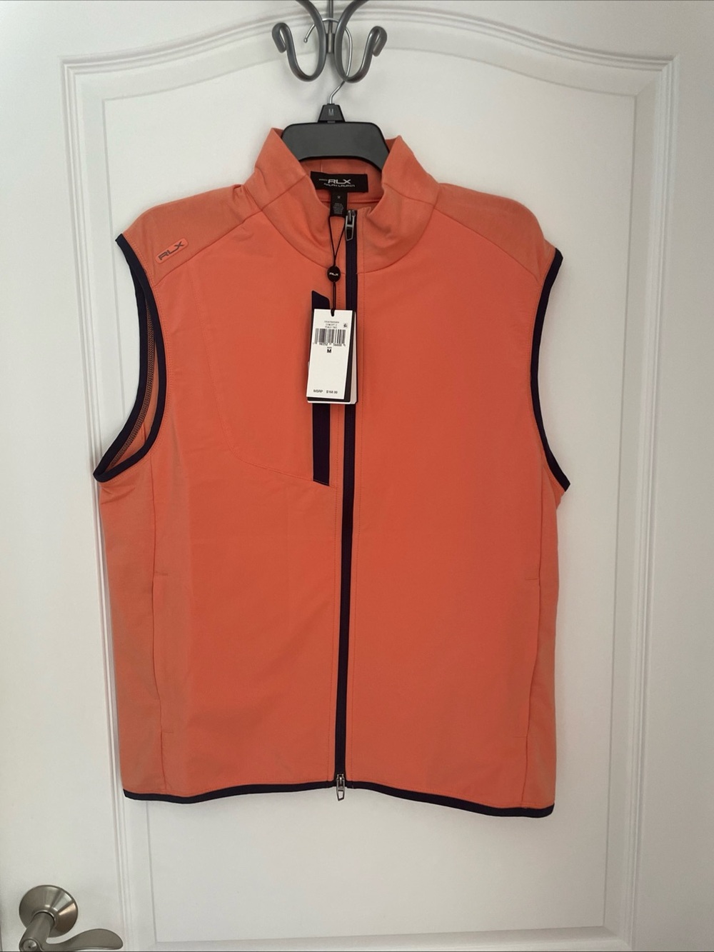 RLX Ralph Lauren Vest Mens Sz M Peach Tree Golf Hybrid full zip closure Pocket